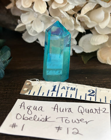 Aqua Aura Quartz Obelisk/ Tower #1