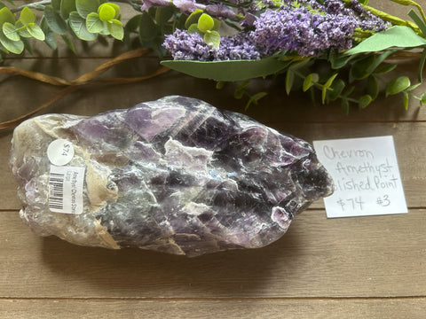 Chevron Amethyst Polished Point #3