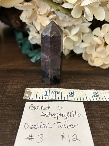 Garnet in Astrophyllite Obelisk Tower #3