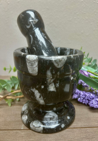 Orthoceras Mortar and Pestle