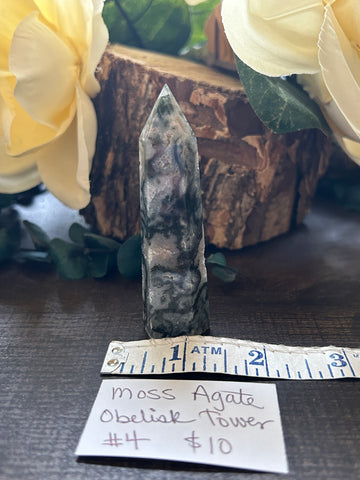 Moss Agate Obelisk Tower #4