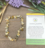 Natural Stone Chip Bracelet 7.5 inch Stretch -Ocean Jasper