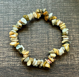 Natural Stone Chip Bracelet 7.5 inch Stretch-Rainforest Jasper