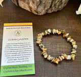 Natural Stone Chip Bracelet 7.5 inch Stretch-Rainforest Jasper