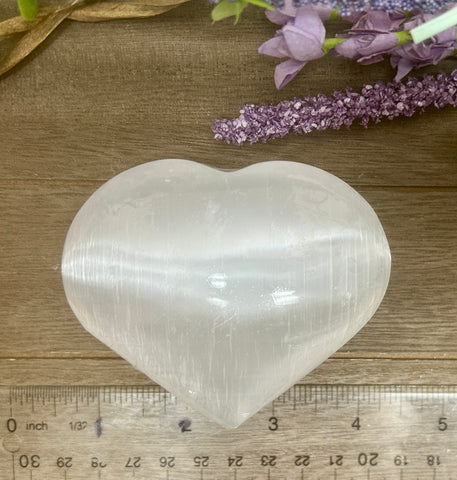 Selenite Puffy Heart