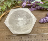 Selenite Hexagonal Shaped bowl 4"