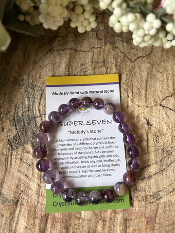 Natural Stone Gem Bracelet 7.5 inch 8mm Stretch- Super Seven