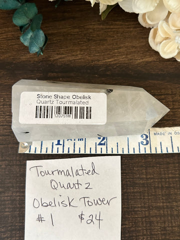 Tourmalated Quartz Obelisk Tower #1
