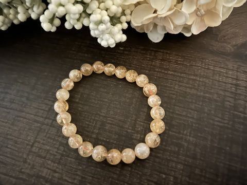 Natural Stone Gem Bracelet 7.5 inch 8mm Stretch-Citrine