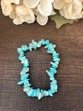 Natural Stone Chip Bracelet 7.5 inch Stretch-Amazonite