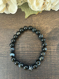 Natural Stone Gem Bracelet 7.5 inch 8mm stretch-Black Agate