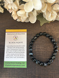 Natural Stone Gem Bracelet 7.5 inch 8mm stretch-Black Agate