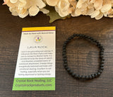 Natural Stone Gem Bracelet 7.5 inch 4mm Stretch-Black Lava