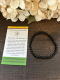 Natural Stone Gem Bracelet 7.5 inch 4mm stretch-Black Obsidian