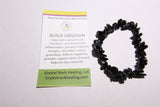 Natural Stone Chip Bracelet 7 inch stretch-Black Obsidian