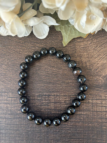 Natural Stone Gem Bracelet 7.5 inch 8mm Stretch - Black Tourmaline