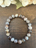 Natural Stone Gem Bracelet 7.5 Inch 8mm Stretch- Agate Botswana