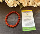 Natural Stone Gem Bracelet 7.5 inch 8mm Stretch-Carnelian