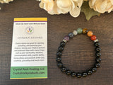 Natural Stone Gem Bracelet 7.5 inch 8mm Stretch -Chakra with Black Obsidian