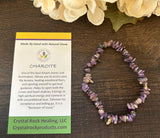 Natural Stone Chip Bracelet 7.5 inch Stretch-Charoite