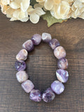 Natural Stone Gem Bracelet 7.5 inch Stretch-Chevron Amethyst Chunk