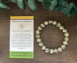 Natural Stone Gem Bracelet 7.5 inch 8mm Stretch -Dalmation Jasper