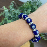 Evil Eye Bracelet Non-Gem 7.5 inch Stretch - Blue
