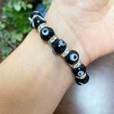 Evil Eye Bracelet Non-Gem 7.5 inch Stretch Black