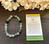 Natural Stone Gem Bracelet 7.5 inch 8mm Stretch-Fluorite