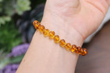 Natural Stone Gem and Seed Bead Bracelet 7.5 inch Stretch-Amber