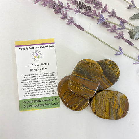 Tiger Iron Oval Pocket Stone Large