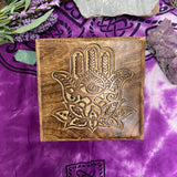 Wooden Box - Lotus Hamsa