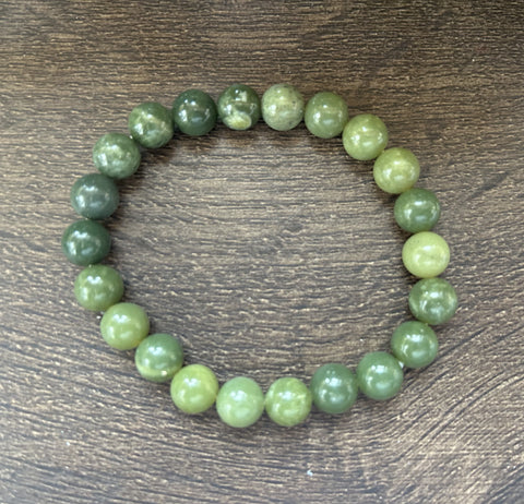 Natural Stone Gem Bracelet 7 inch 8mm Stretch-Jade