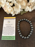 Natural Stone Gem Bracelet 7.5 inch 8MM Stretch-Magnetite(Lodestone)