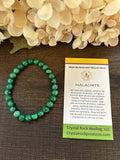 Natural Stone Gem Bracelet 7.5 inch Stretch-Malachite 6mm