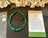 Natural Stone Gem Bracelet 7.5 inch Stretch-Malachite 6mm