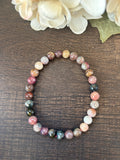 Natural Stone Gem Bracelet 7.5 inch 8MM Stretch-Mixed Tourmaline