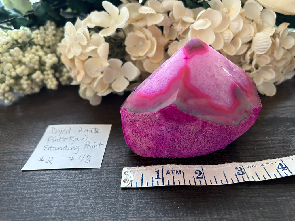 Agate Raw Standing Point Dyed Pink 2