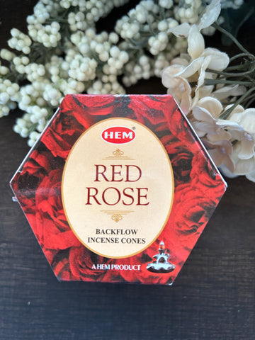 Backflow Hem Incense Cones-Red Rose