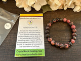 Natural Stone Gem Bracelet 7.5 inch 8mm Stretch-Rhodonite
