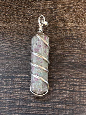 Ruby in Fuchsite Wire Wrapped Pendant