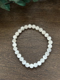 Natural Stone Gem Bracelet 7.5 inch 6mm Stretch- Selenite