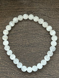 Natural Stone Gem Bracelet 7.5 inch 6mm Stretch- Selenite