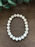 Natural Stone Gen Bracelet 7.5 Inch 8mm Stretch- Selenite