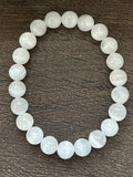 Natural Stone Gen Bracelet 7.5 Inch 8mm Stretch- Selenite