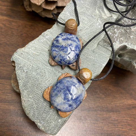 Turtle Corded Necklace - Sodalite