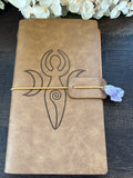 Notebook Journal - Spiral Goddess with Amethyst Crystal, Light Brown