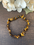 Natural Stone Chip Bracelet 7.5 inch stretch-Tigers Eye