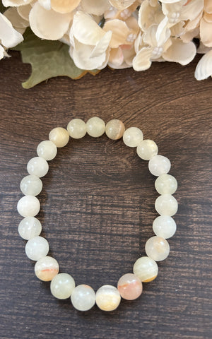 Natural Stone Gem Bracelet 7.5 inch 8mm Stretch-White Onyx