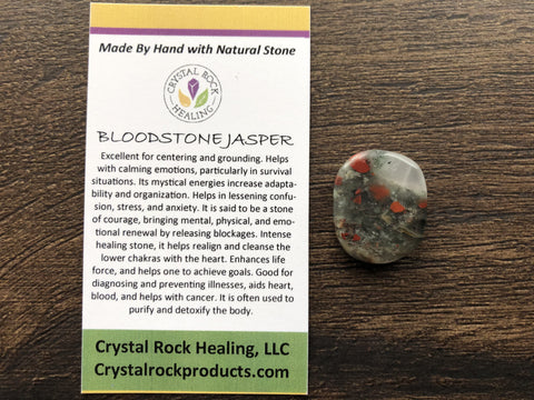 Bloodstone Oval Pocket Stone Medium
